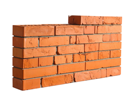 Stacked Red Brick Wall Section with Textured Surface for Construction or Building Projects