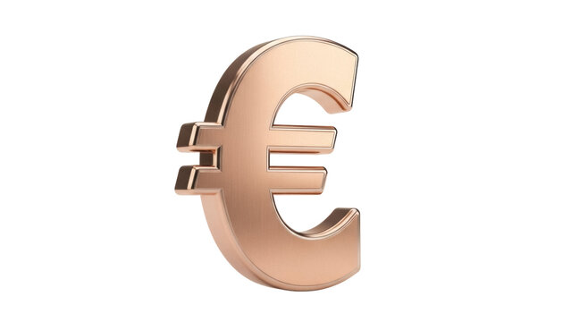 Elegant copper Euro currency symbol isolated PNG, European Union money sign for finance and business