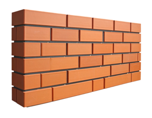 Close-Up View of a Solid Red Brick Wall with Distinctive Texture and Clean Lines on a Transparent Background