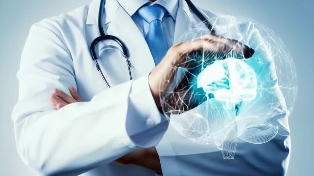 Doctor in lab coat discusses brain health and wellness tips