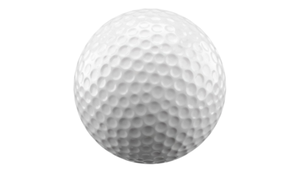 Classic white golf ball isolated PNG, dimpled sphere for sports equipment and recreational activity on transparent background