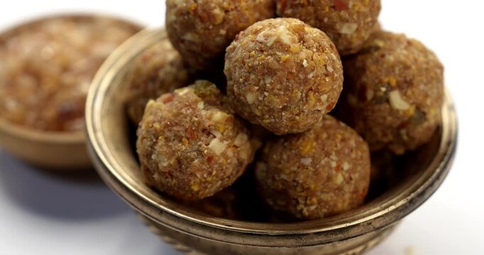 Traditional Dink laddu made from edible gum and dry fruits, called Dinkache ladoo or gond ke laddoo