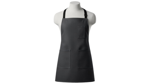 Dark gray apron on mannequin isolated PNG, kitchen uniform for cooking and baking on transparent background