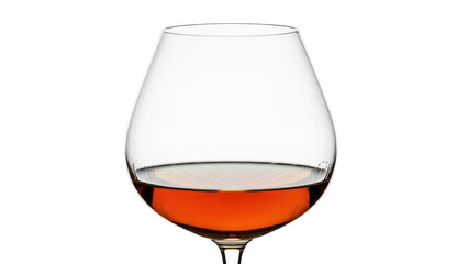 Cognac in a snifter glass isolated PNG, amber liquor in crystal glassware on transparent background, luxury drink for celebrations