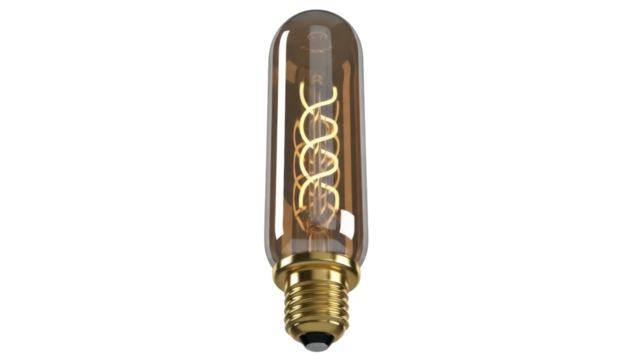 Vintage Edison bulb PNG isolated on transparent background, antique style filament light for retro decor and industrial design projects