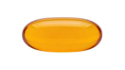Golden yellow gel capsule isolated PNG, omega 3 supplement for health and nutrition on transparent background