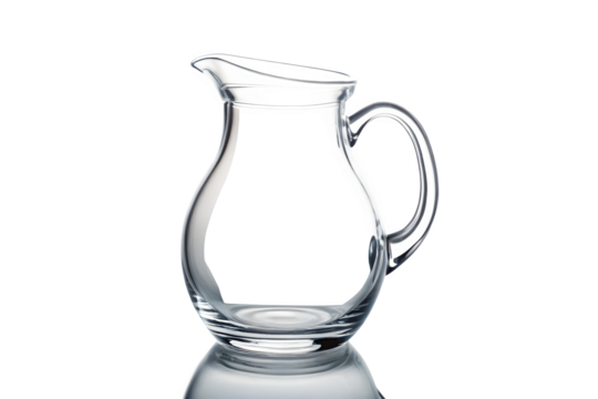 Clear Glass Pitcher with Handle Isolated on Transparent Background