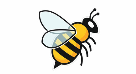 Stylized cartoon honeybee insect flying on a white background.