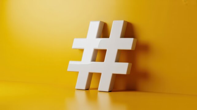 Three dimensional symbol for marking topics rests against a brightly colored wall