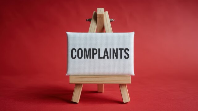 Word for dissatisfaction displayed on small canvas easel against a vibrant background