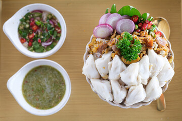 crab meat on rice  in the coffee shop