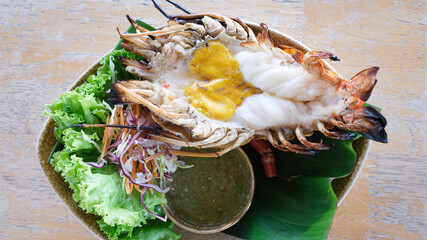 grilled giant river prawn