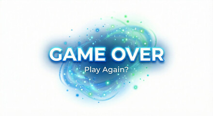 Vibrant game over screen with a playful energy and a call to action to play again for a fun gaming experience full of excitement and challenge