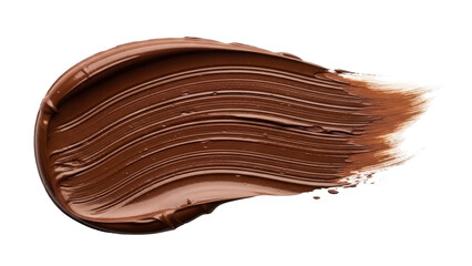 Rich chocolate cream smear isolated PNG, smooth brown spread with glossy texture for dessert topping and confectionery design element