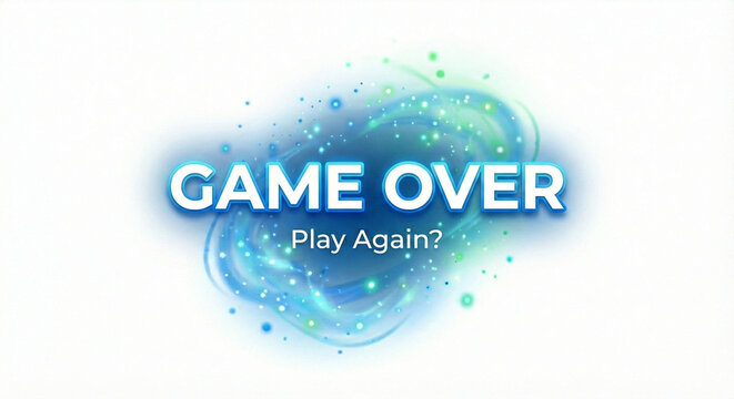 Vibrant game over screen with a playful energy and a call to action to play again for a fun gaming experience full of excitement and challenge