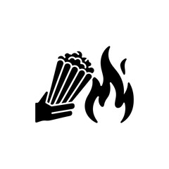 Burning the past letting go old memories in black icon format with