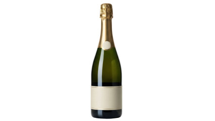 Green champagne bottle isolated PNG on transparent background, sparkling wine for celebrations and special occasions © GODSTOX