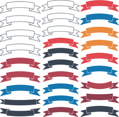 Collection of flat design ribbons in various colors