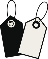 Two Blank Price Tags Black and White label sale