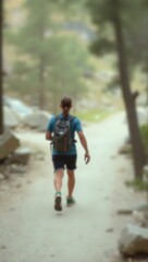Generative AI creating an image of a solitary hiker exploring a serene mountain trail path during