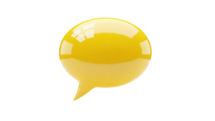 Glossy yellow speech bubble PNG isolated on transparent background, 3D rendering chat icon for social media and communication design