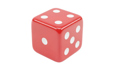 Red dice with white dots isolated PNG, gambling luck and chance concept for game design and casino promotions, on transparent background