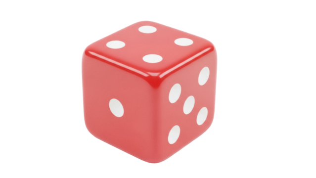 Red dice with white dots isolated PNG, gambling luck and chance concept for game design and casino promotions, on transparent background - Powered by Adobe