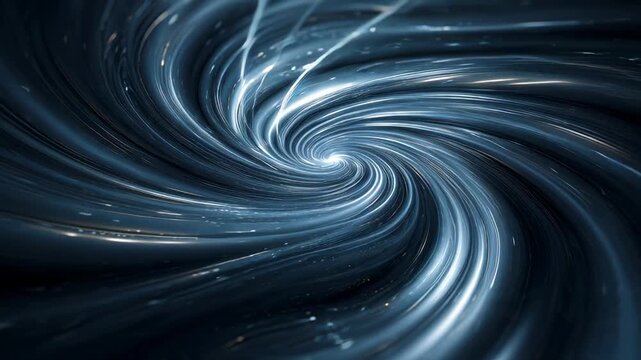 Abstract swirling vortex with dynamic light trails in dark space