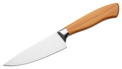Paring knife with wooden handle isolated PNG, small kitchen knife for fruit and vegetable peeling on transparent background