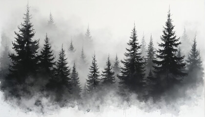 Misty Evergreen Forest