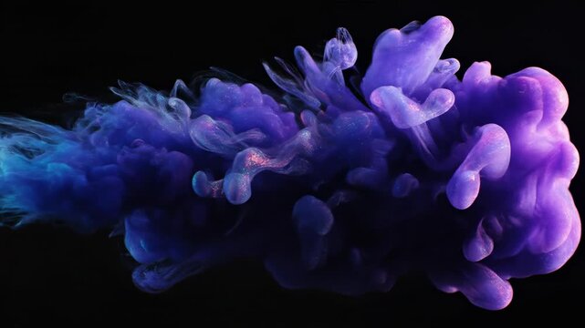 Abstract flow of iridescent purple and blue gas particles transforming seamlessly in a smooth volumetric loop colorful, loop, technology