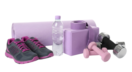Essential fitness set for your wellbeing on a transparent isolated background
