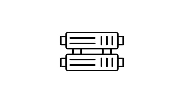 A pair of black and white icons representing computers, featuring clean lines and a contemporary design.