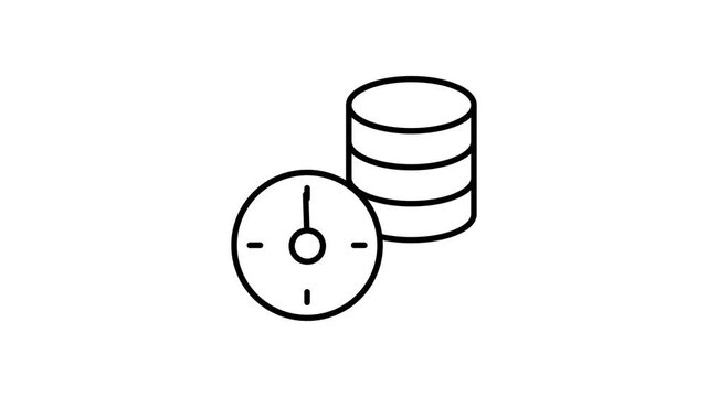  Black and white illustration of a clock beside a stack of data, symbolizing time management in data analysis. - Powered by Adobe
