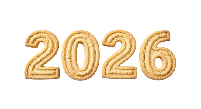 Cookie numbers 2026 isolated on transparent background