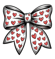 Charming bow tie with delightful heart patterns, perfect for Valentine's Day cards, gift wrapping, or adding a touch of love to any design project