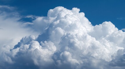The sky is filled with fluffy white clouds, creating a serene and peaceful atmosphere. The blue sky serves as a beautiful backdrop to the clouds, making the scene even more captivating