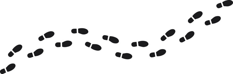 Human footprints on transparent background trace, human steps, footprints in shoes, path, isolated on transparent vector 