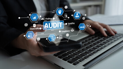 Explore a modern auditing concept showcasing digital graphics that highlight key elements like...