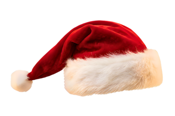 Classic santa claus hat with white trim and pom pom