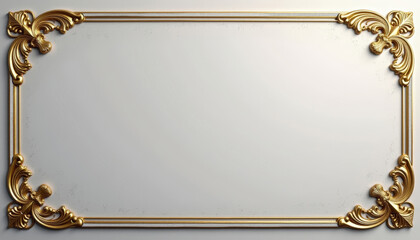Grey background with ornate golden frame. Mockup for greeting cards. Copy space