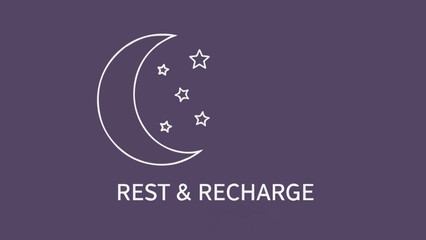 Rest & Recharge An Icon Depicting a Crescent Moon and Stars for Relaxation and Wellness