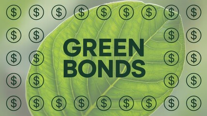 Financial instrument concept featuring currency symbols overlaid on a vibrant green botanical leaf texture