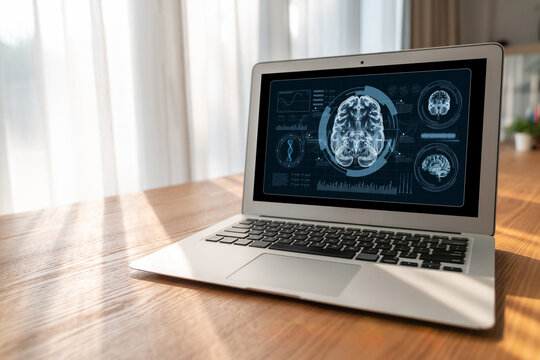 Medical science technology and futuristic healthcare virtual computer software analyze human health and diagnose disease for doctor data and medical research. brisk - Powered by Adobe