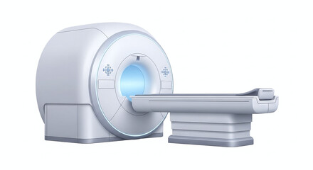 MRI scanner machine isolated on white.