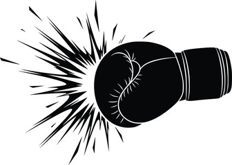 Dynamic boxing glove hitting with powerful impact burst effect