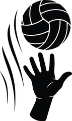 Volleyball player hand hitting ball in action, sports graphic