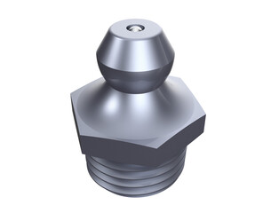 Essential Automotive and Industrial Maintenance Part: Precision 3D Render of Isolated Silver Zerk...