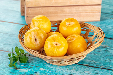 Raw ripe sweet yellow plums