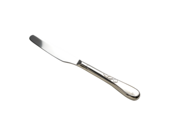 Single Stainless Steel Butter Knife Isolated on Transparent Background